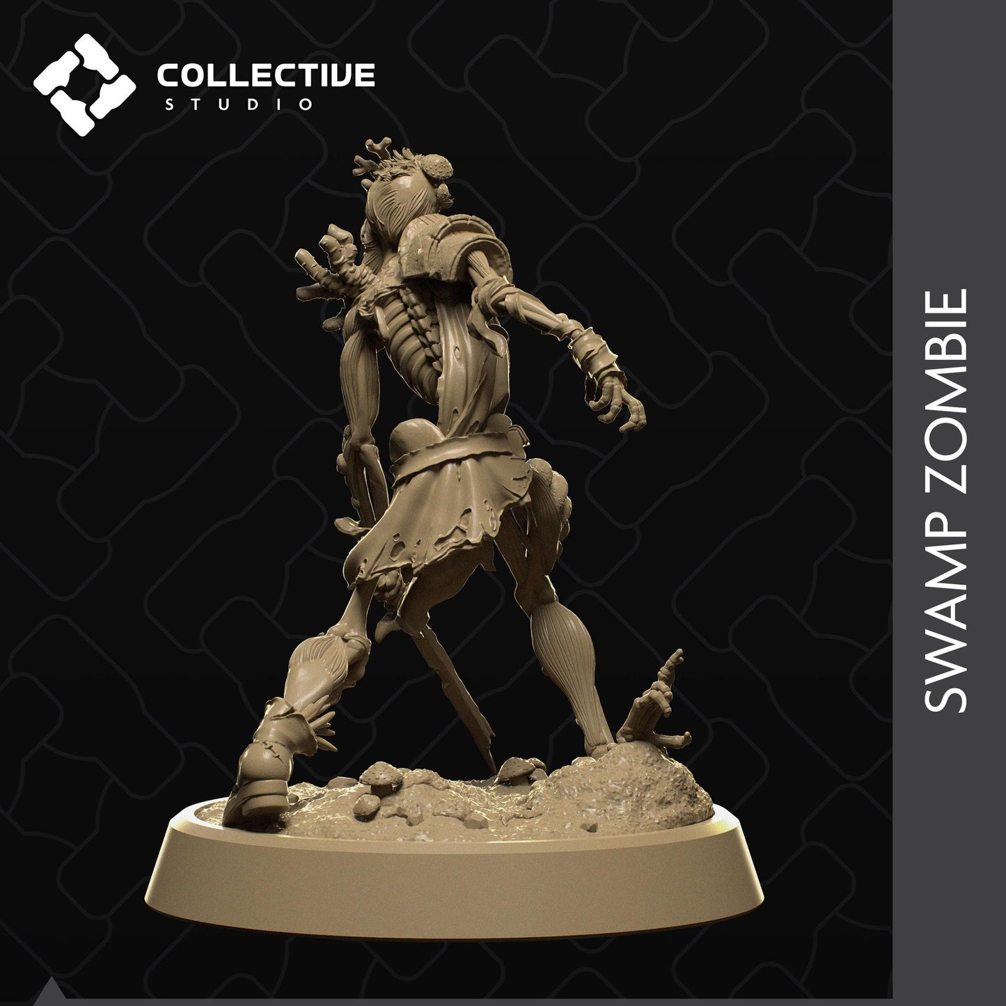 Swamp Zombie Skeleton | Tabletop Gaming Mini or Display Figure | Collective Studio