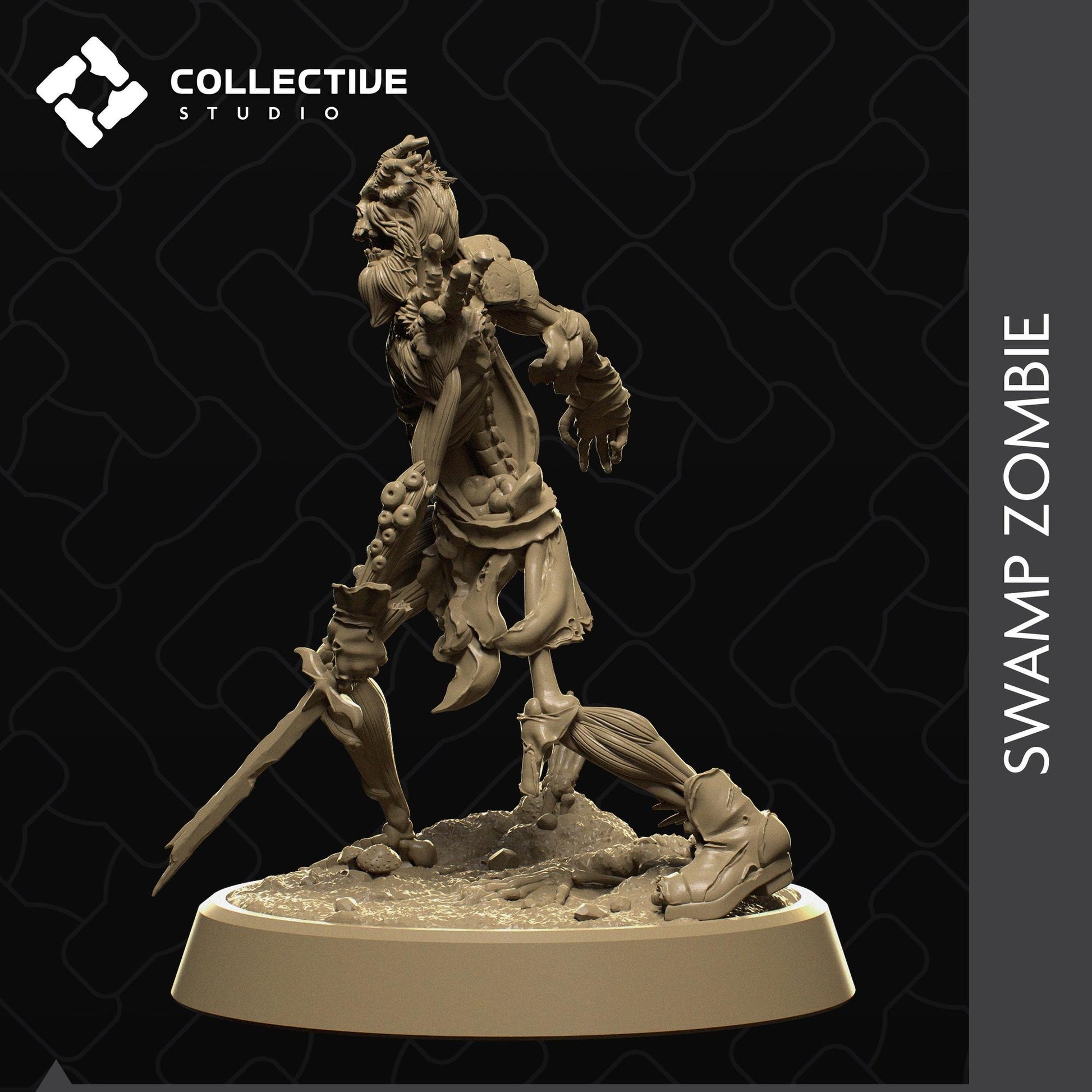Swamp Zombie Skeleton | Tabletop Gaming Mini or Display Figure | Collective Studio
