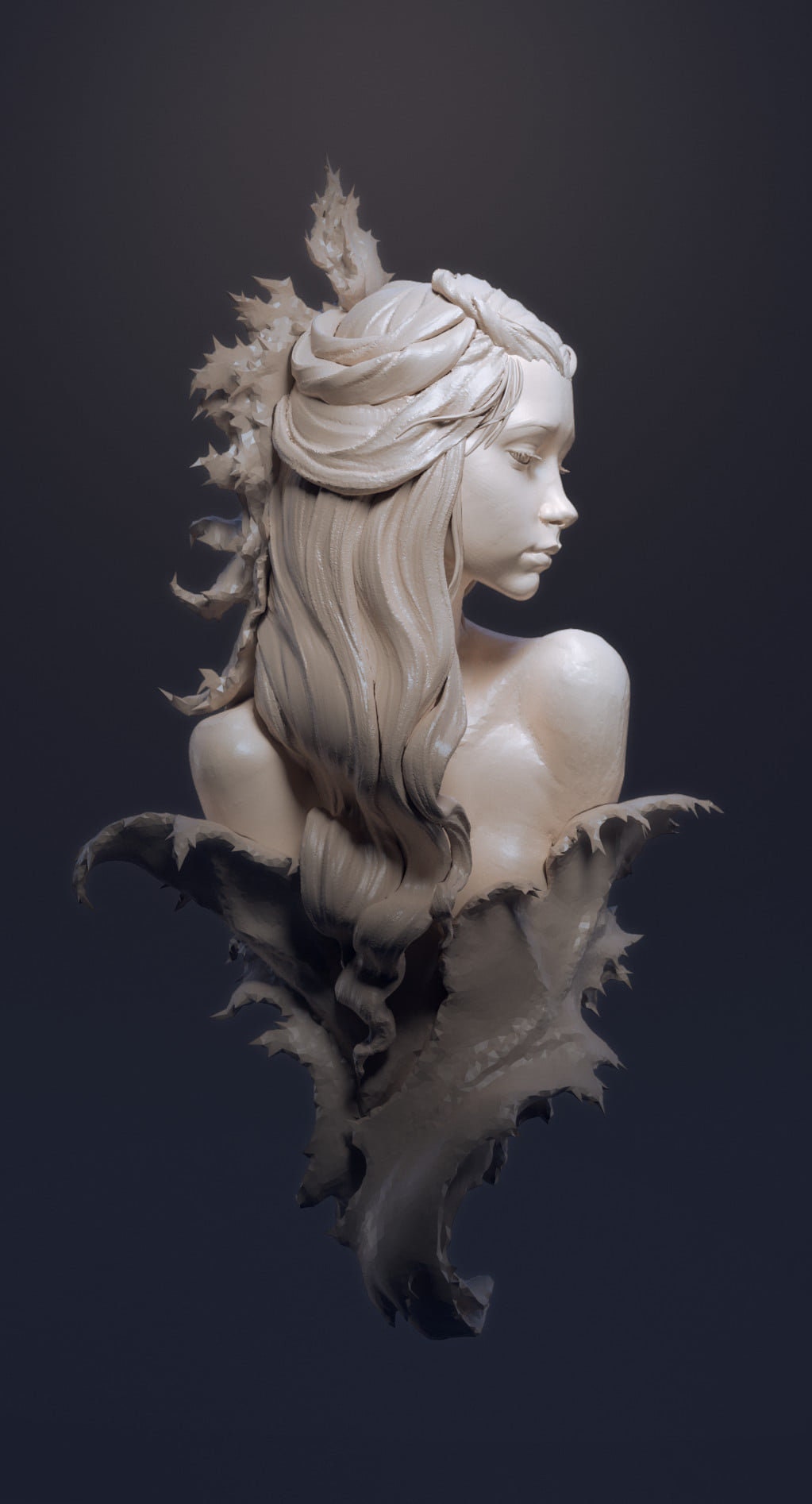 Fae in Prickly Leaves | D&D TTRPG Fantasy Bust | Blackthorn Miniatures