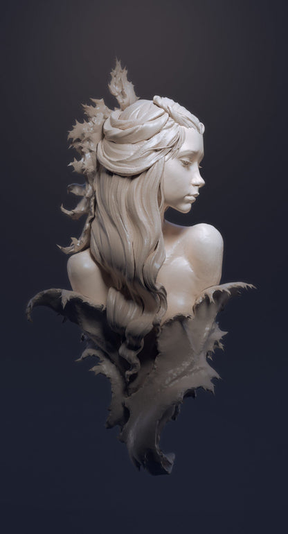 Fae in Prickly Leaves | D&D TTRPG Fantasy Bust | Blackthorn Miniatures