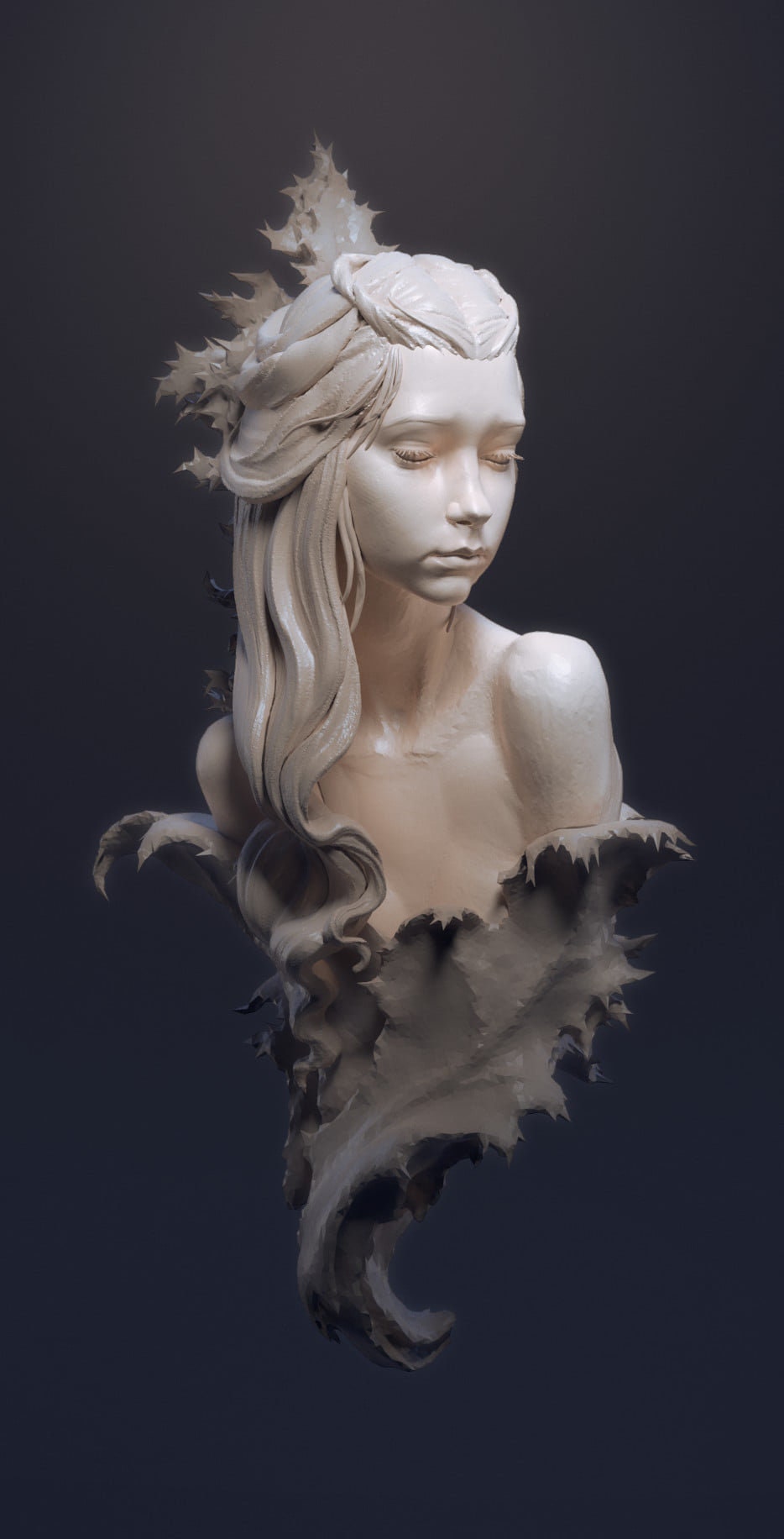 Fae in Prickly Leaves | D&D TTRPG Fantasy Bust | Blackthorn Miniatures