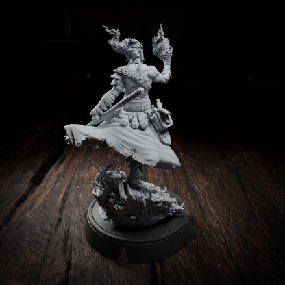 Azael Vatra, Fire Genasi Elf Sorcerer Warlock | Tabletop Scale, Display Scale, Bust | TTRPG D&D Miniature | Cripta Studios