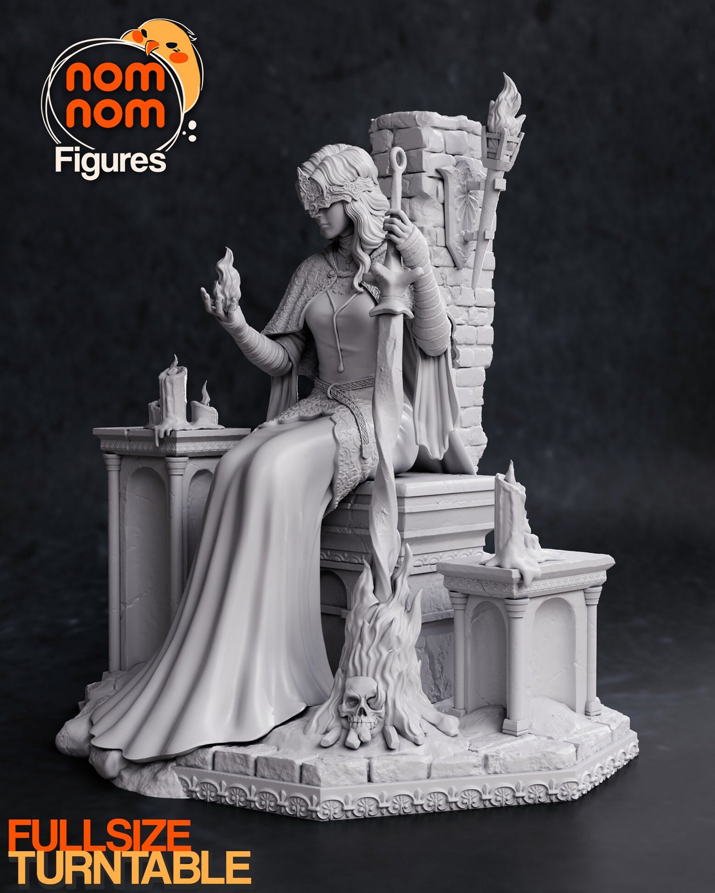 Fire Protecting Maiden | Resin Garage Kit Figure Video Game Fan Art | Nomnom Figures