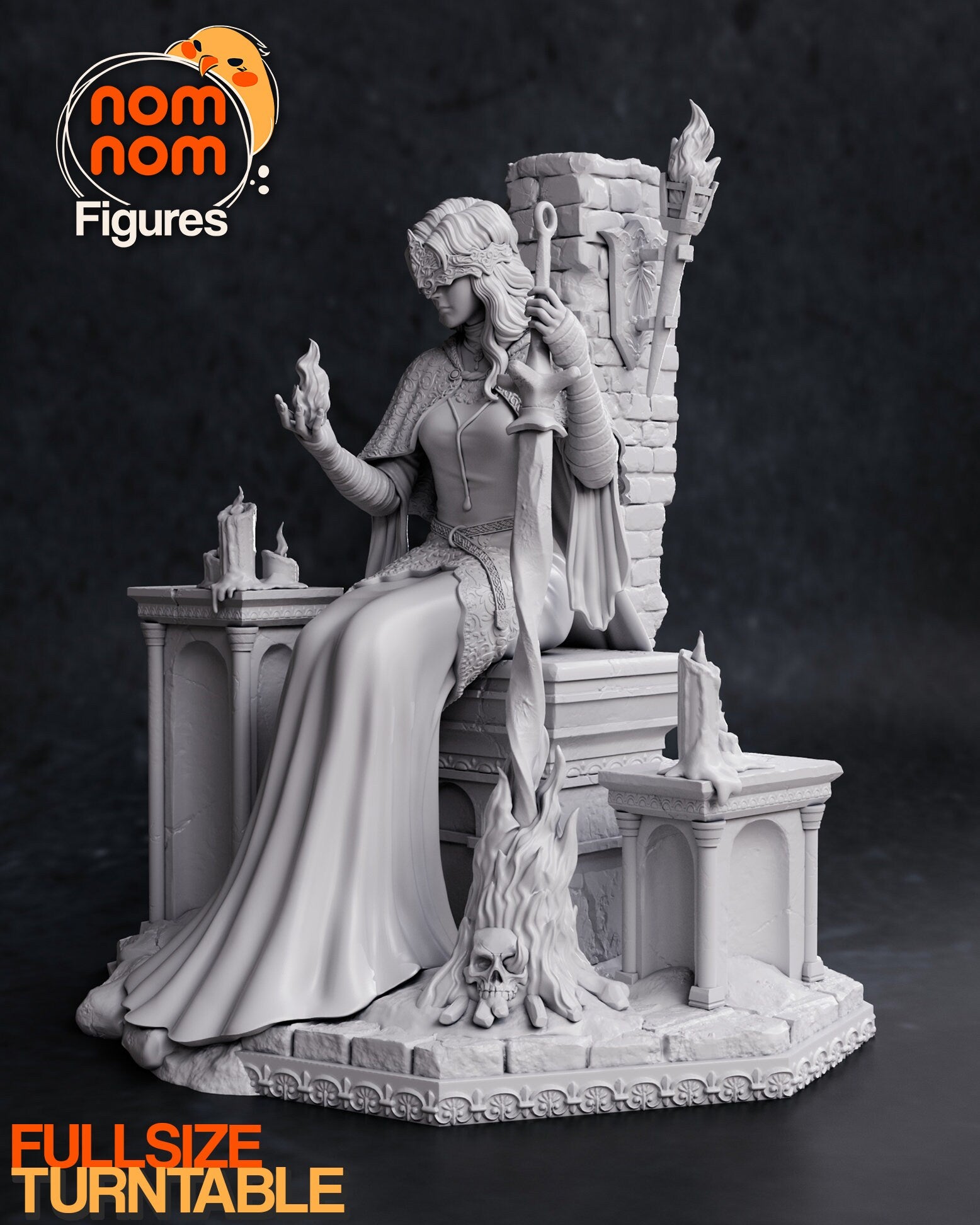 Fire Protecting Maiden | Resin Garage Kit Figure Video Game Fan Art | Nomnom Figures