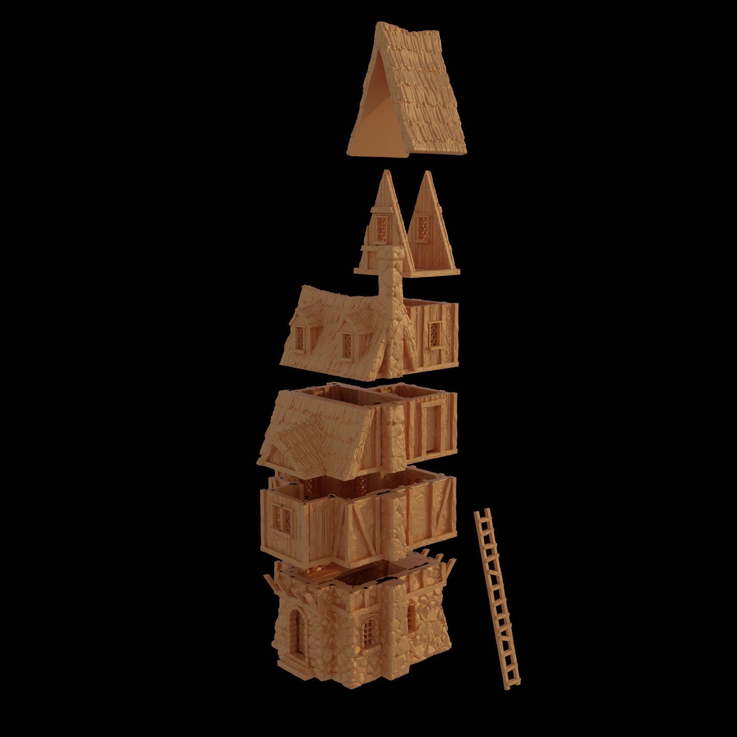 Tall Farmer Cottage House | D&D TTRPG Playable 3D Printed Building Terrain Scenery | MiniatureLand