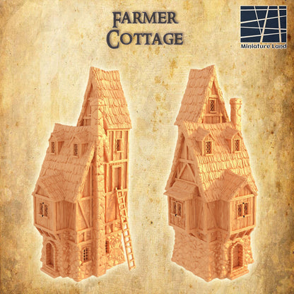 Tall Farmer Cottage House | D&D TTRPG Playable 3D Printed Building Terrain Scenery | MiniatureLand