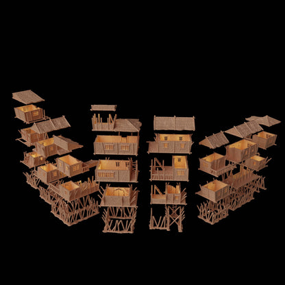 Marsh Settlement | D&D TTRPG Playable 3D Printed Building Terrain Scenery | MiniatureLand