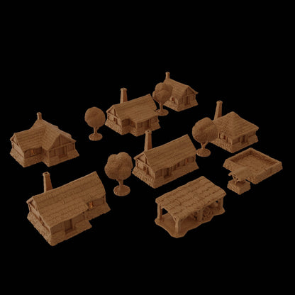 Medieval Village | D&D TTRPG Playable 3D Printed Building Terrain Scenery | MiniatureLand