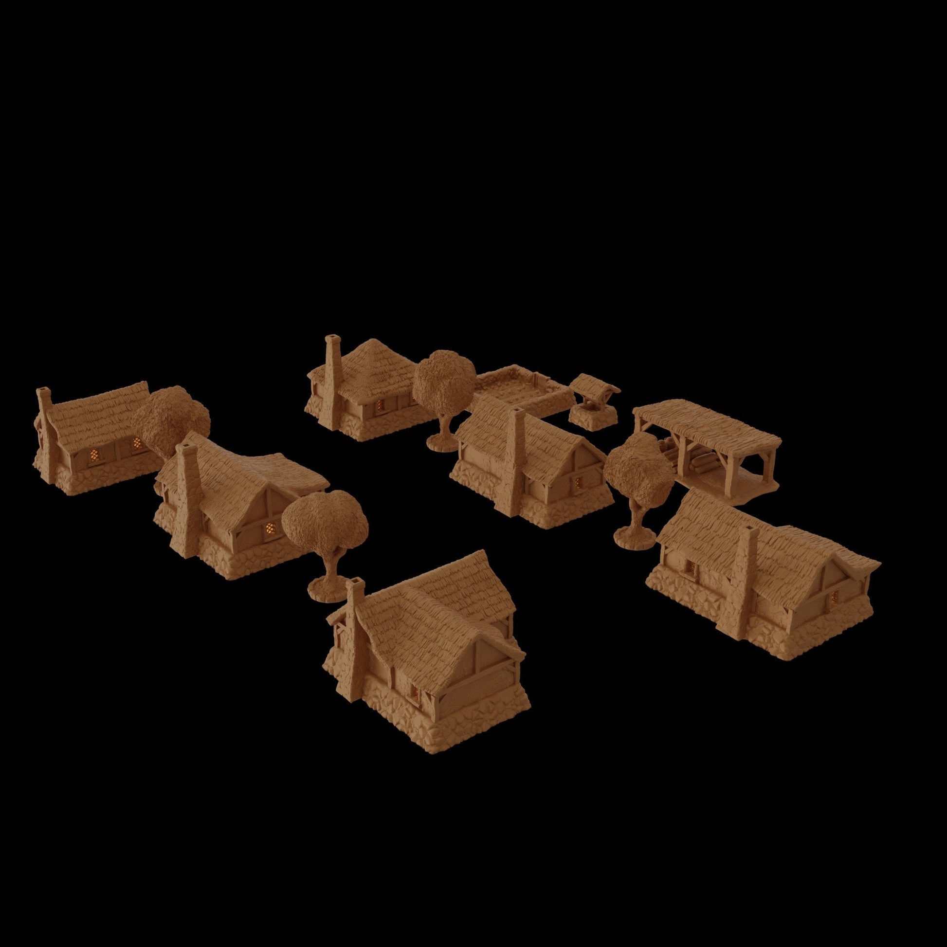 Medieval Village | D&D TTRPG Playable 3D Printed Building Terrain Scenery | MiniatureLand