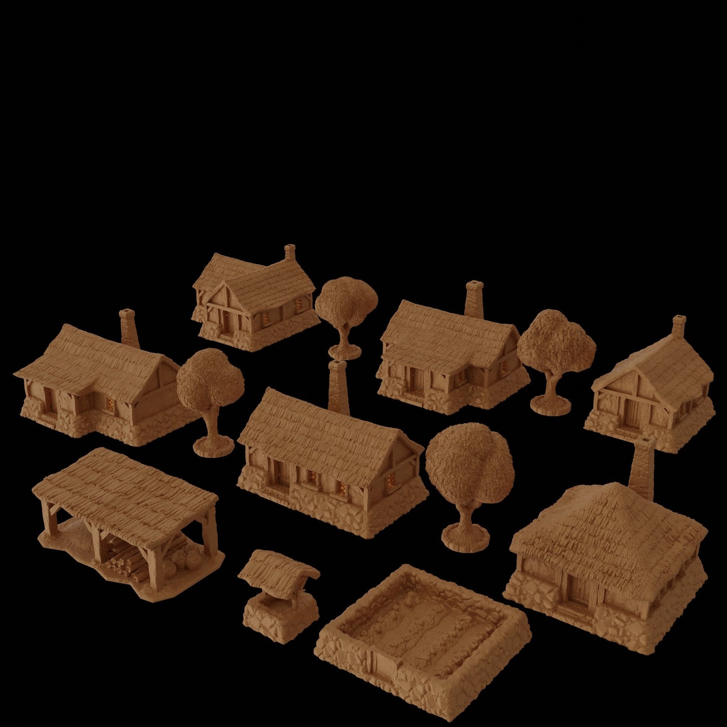 Medieval Village | D&D TTRPG Playable 3D Printed Building Terrain Scenery | MiniatureLand