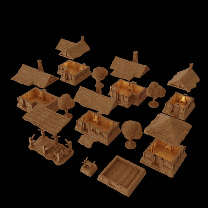 Medieval Village | D&D TTRPG Playable 3D Printed Building Terrain Scenery | MiniatureLand