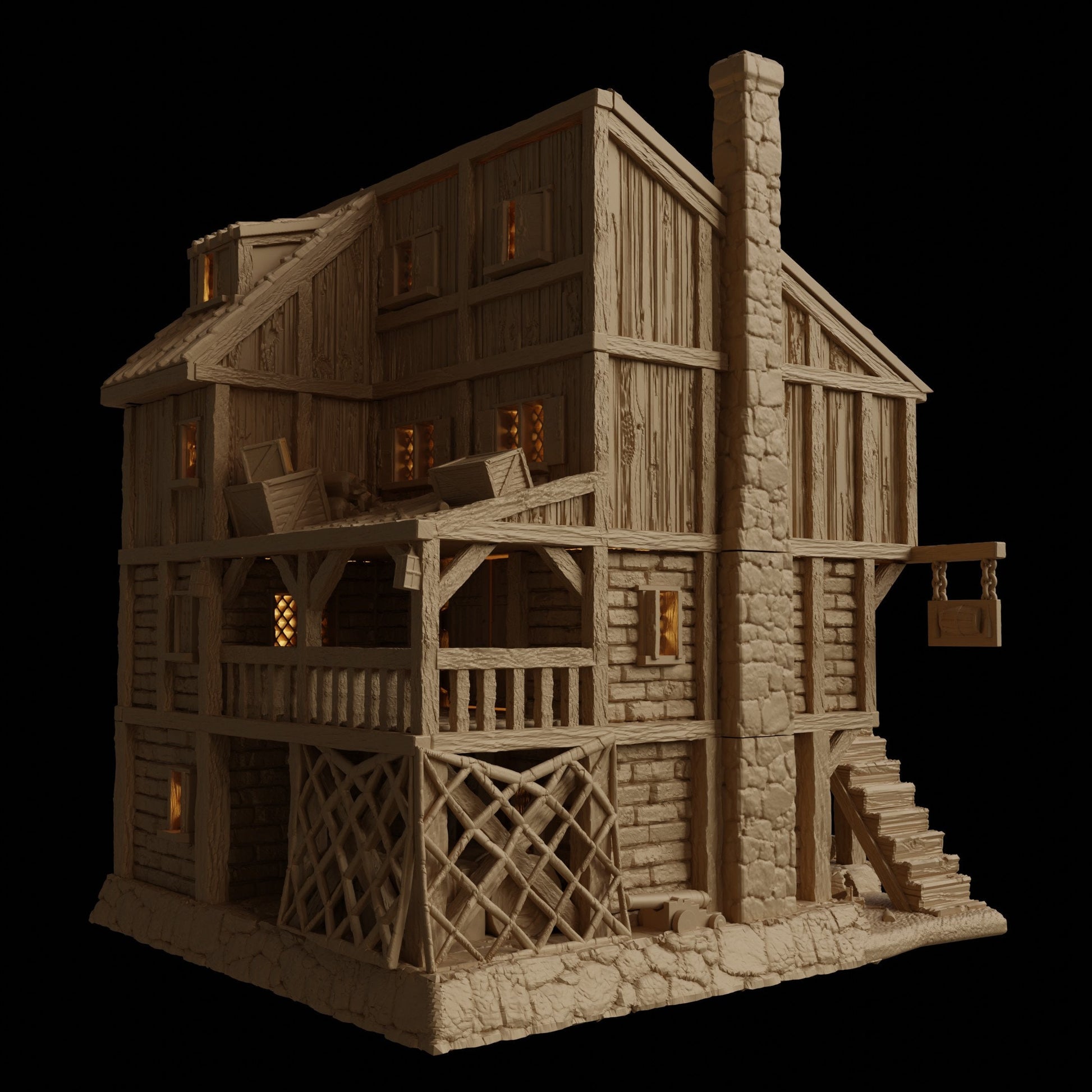 Port Tavern | D&D TTRPG Playable 3D Printed Building Terrain Scenery | MiniatureLand
