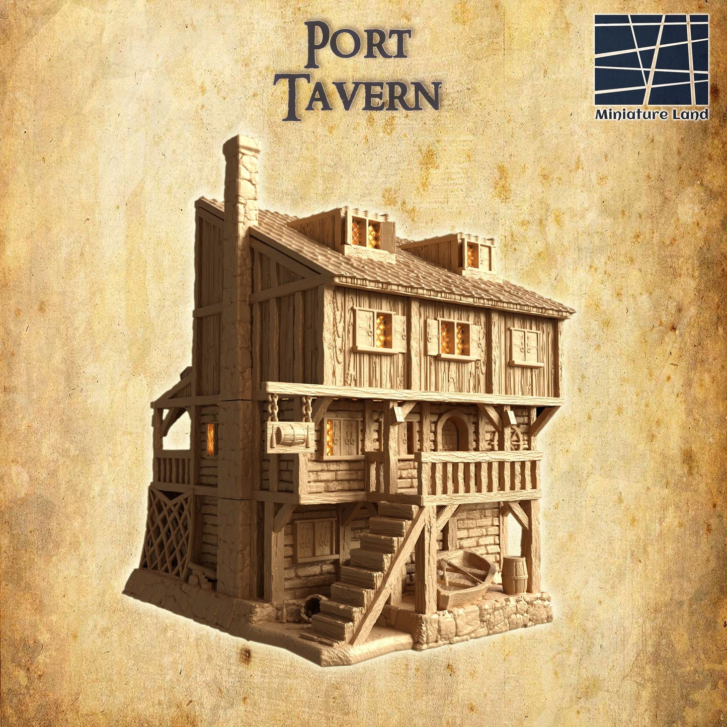 Port Tavern | D&D TTRPG Playable 3D Printed Building Terrain Scenery | MiniatureLand