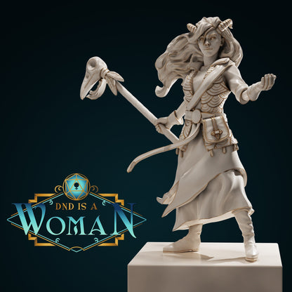 Tiefling Warlock, Nithlia | D&D TTRPG Miniature | DnD Is A Woman | NO BASE