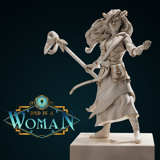 Tiefling Warlock, Nithlia | D&D TTRPG Miniature | DnD Is A Woman | NO BASE