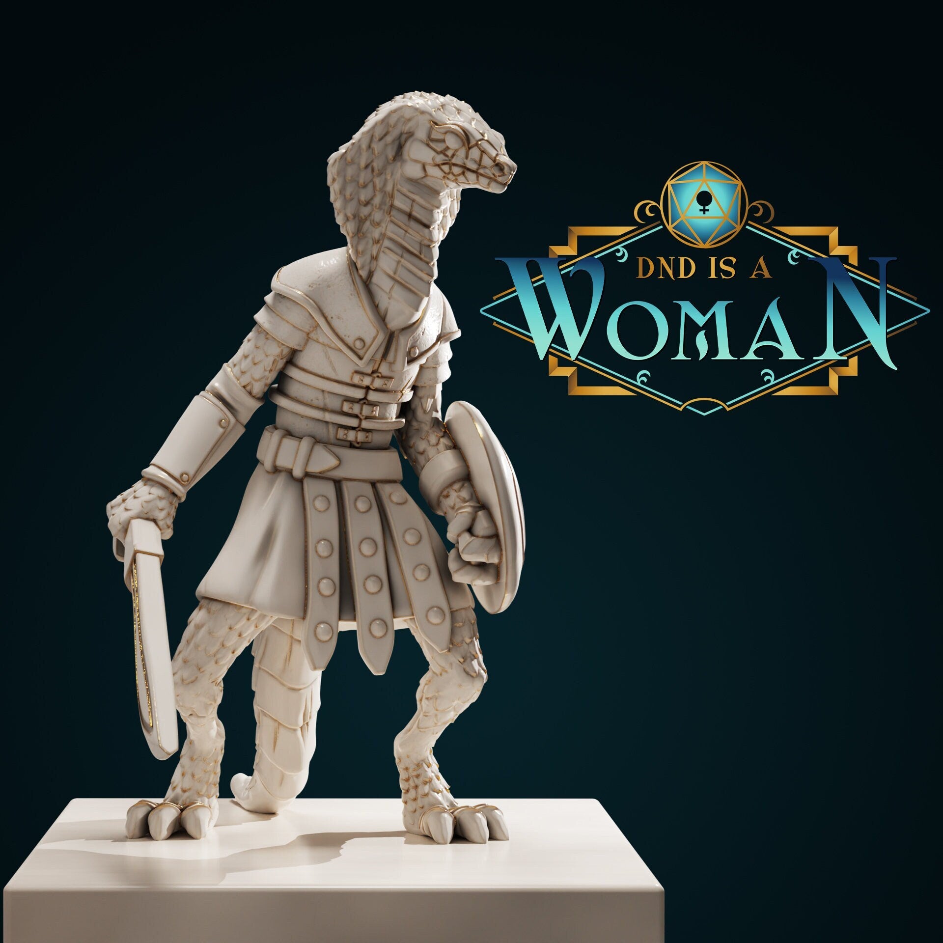 Serpentfolk Fighter | D&D TTRPG Miniature | DnD Is A Woman | NO BASE