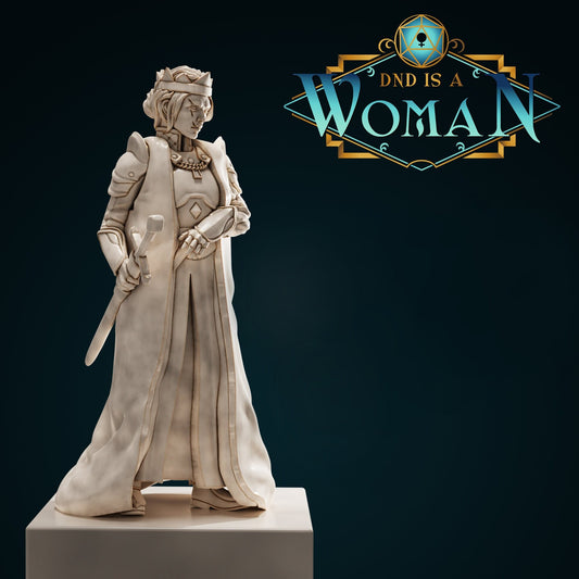 Human Warrior Queen | D&D TTRPG Miniature | DnD Is A Woman | NO BASE