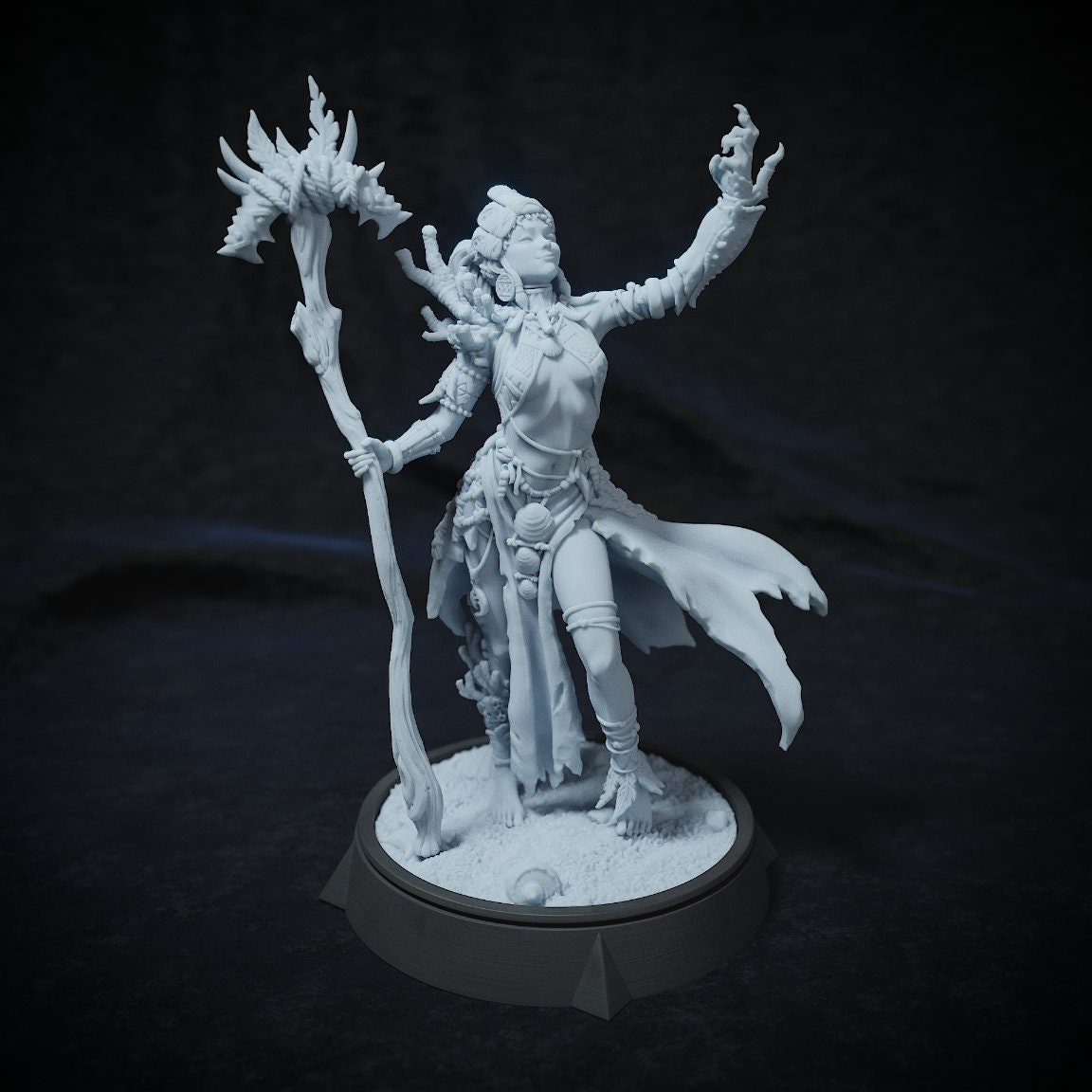 Aria Maiden of the Coral, Coastal Druid | TABLETOP SCALE | TTRPG D&D Miniature | Cripta Studios | Unpainted, Unplated Resin 8k