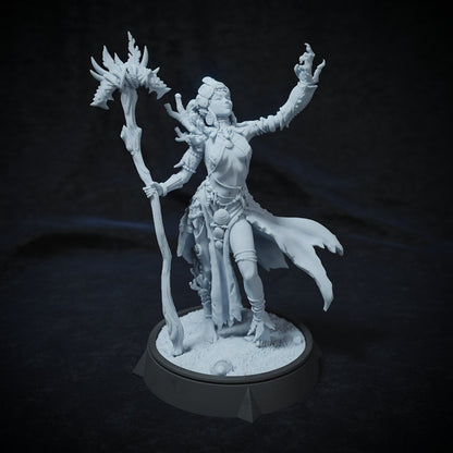 Aria Maiden of the Coral, Coastal Druid | TABLETOP SCALE | TTRPG D&D Miniature | Cripta Studios | Unpainted, Unplated Resin 8k