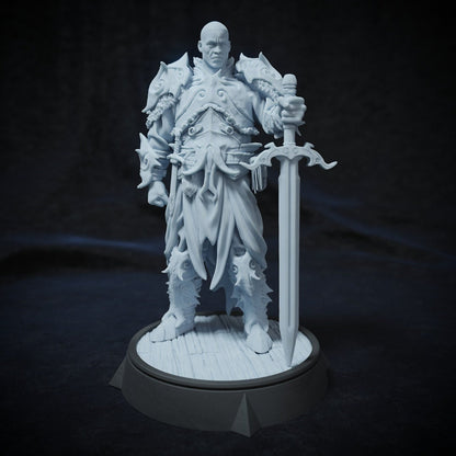 Kolen Lightbringer, Human Aasimar Paladin | Tabletop, Display Scale, Bust | TTRPG D&D Miniature