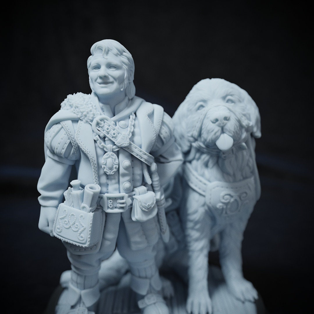 Longo Proudrock and Moga, Halfling | Tabletop Scale | TTRPG D&D Miniature | Cripta Studios