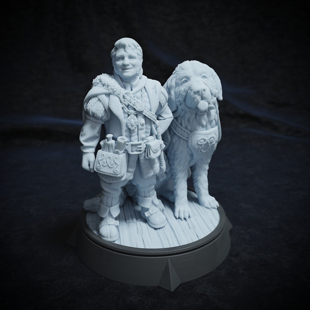 Longo Proudrock and Moga, Halfling | Tabletop Scale | TTRPG D&D Miniature | Cripta Studios