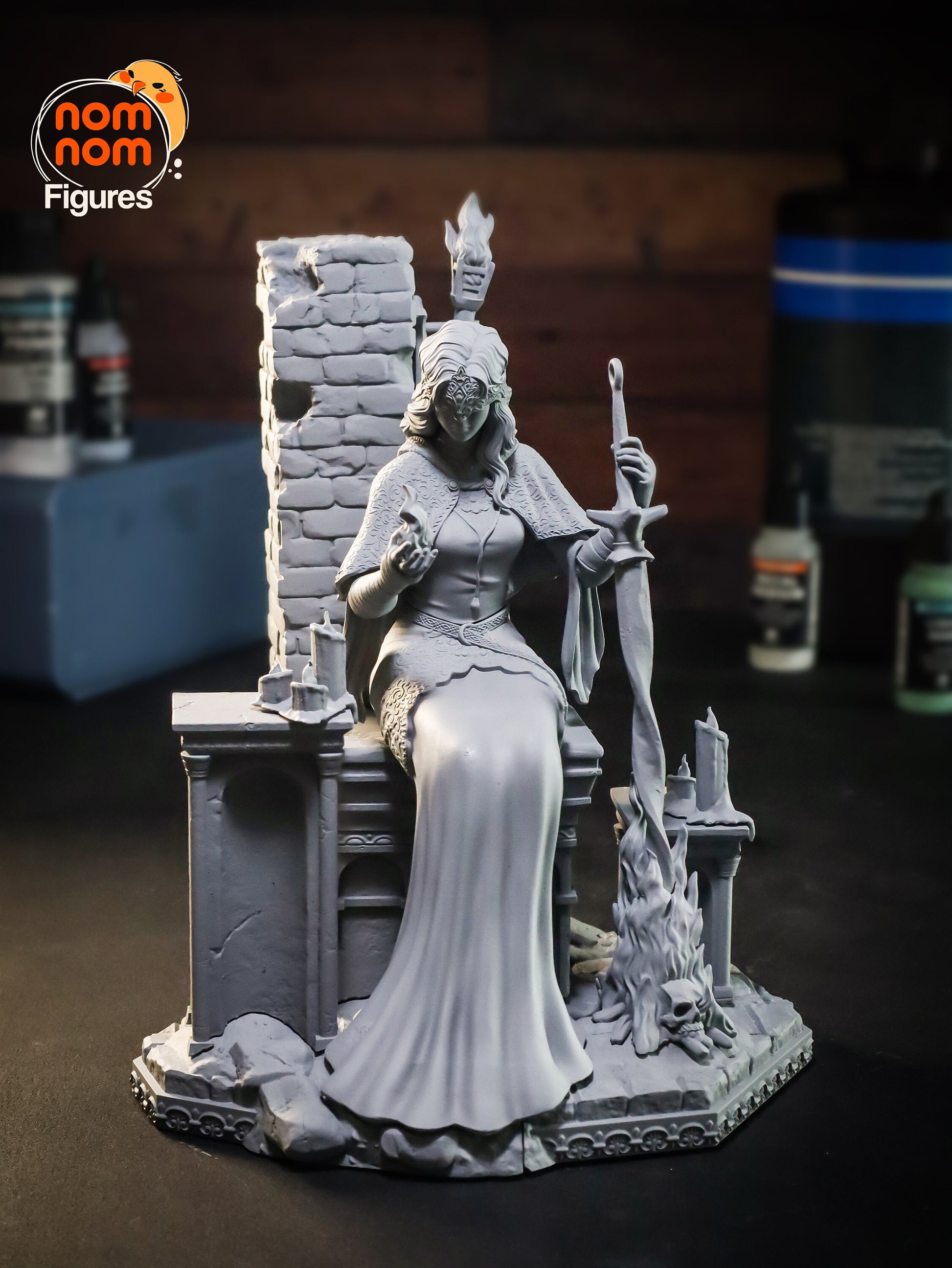Fire Protecting Maiden | Resin Garage Kit Figure Video Game Fan Art | Nomnom Figures