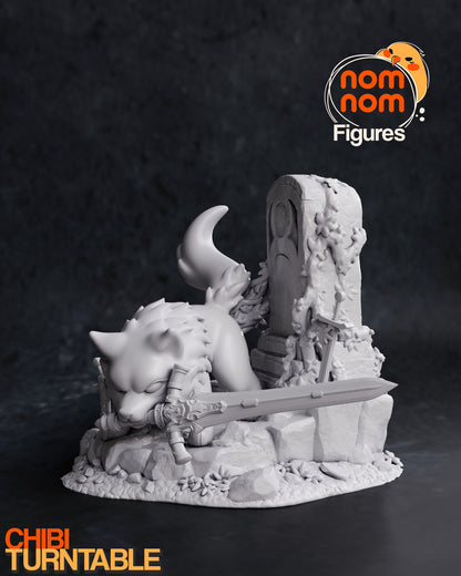Chibi Greatsword Wolf | Resin Garage Kit Figure Video Game Fan Art | Nomnom Figures