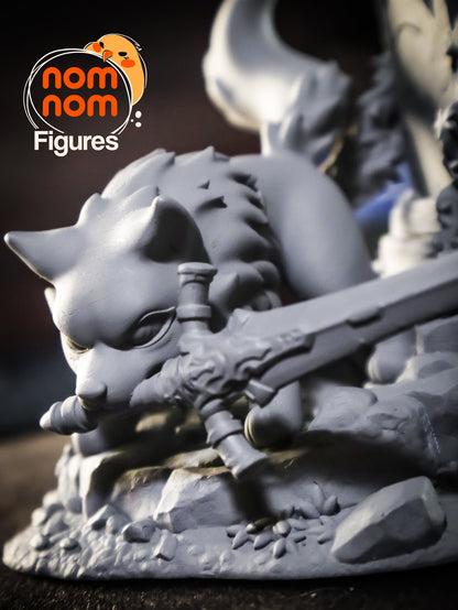Chibi Greatsword Wolf | Resin Garage Kit Figure Video Game Fan Art | Nomnom Figures