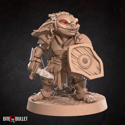 Goblin Fighter | TABLETOP SCALE | D&D TTRPG Pathfinder Miniature | Bite the Bullet