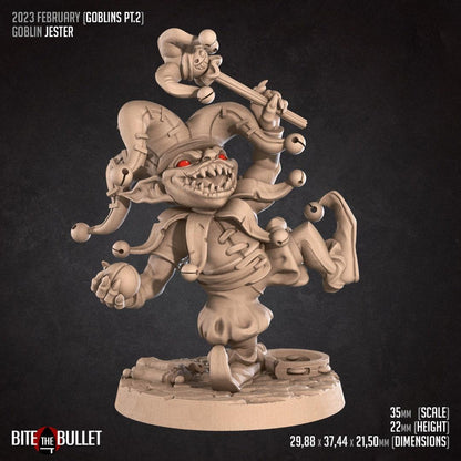 Goblin Jester | TABLETOP SCALE | D&D TTRPG Pathfinder Miniature | Bite the Bullet
