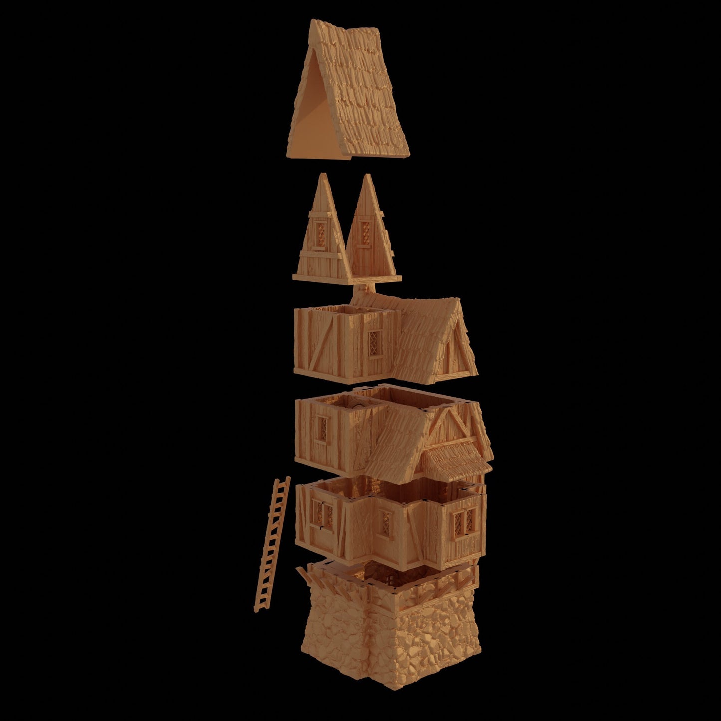 Tall Farmer Cottage House | D&D TTRPG Playable 3D Printed Building Terrain Scenery | MiniatureLand