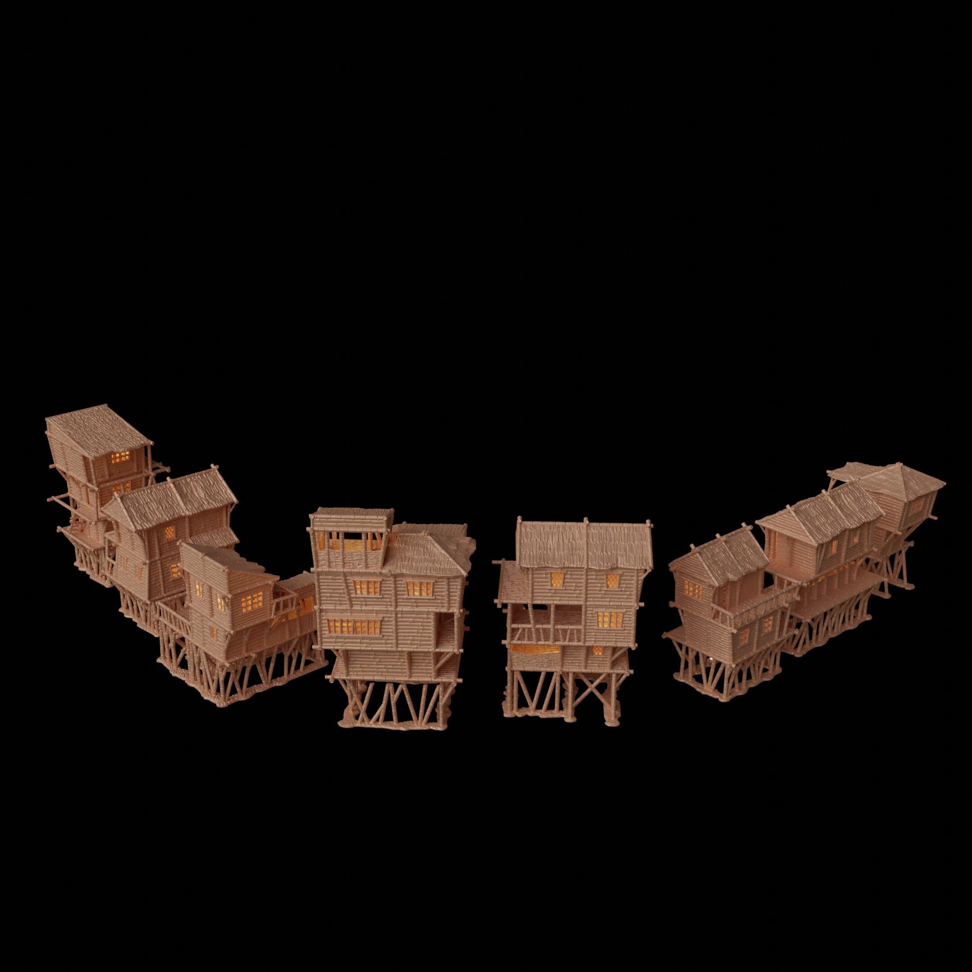 Marsh Settlement | D&D TTRPG Playable 3D Printed Building Terrain Scenery | MiniatureLand