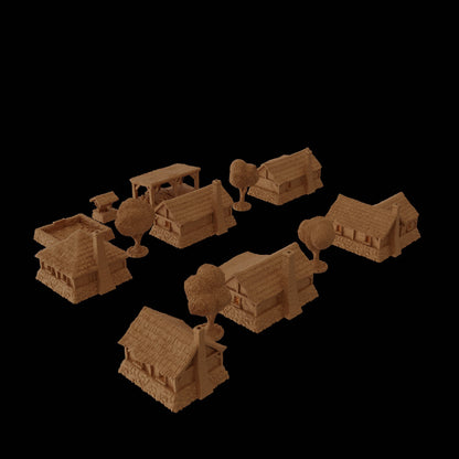Medieval Village | D&D TTRPG Playable 3D Printed Building Terrain Scenery | MiniatureLand