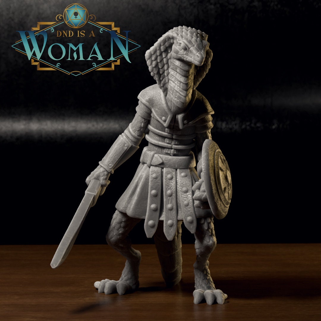 Serpentfolk Fighter | D&D TTRPG Miniature | DnD Is A Woman | NO BASE