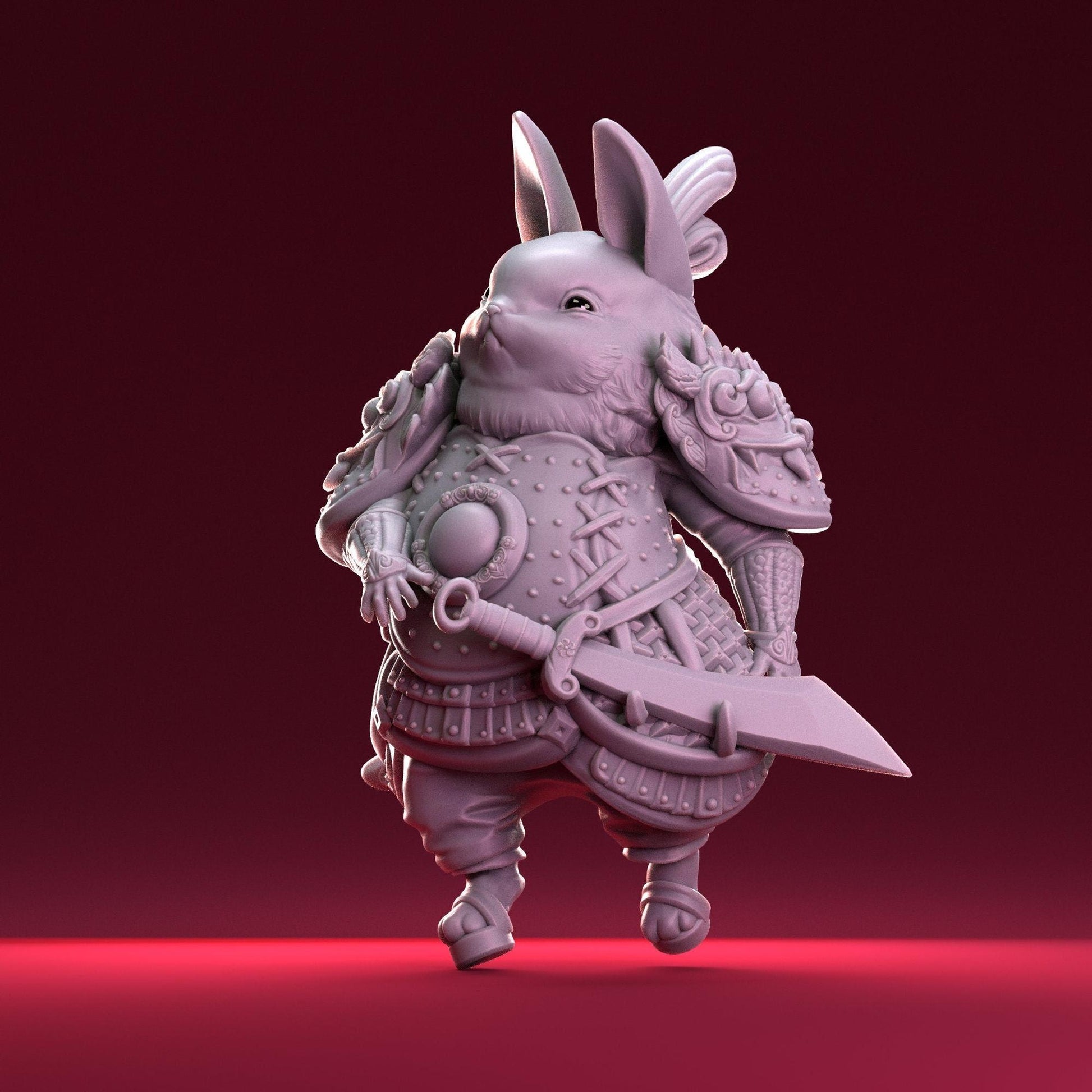 Bunny Warrior, Year of the Rabbit General | Tabletop or Display Scale | D&D Humblewood TTRPG Miniature | Pepunki Creatures