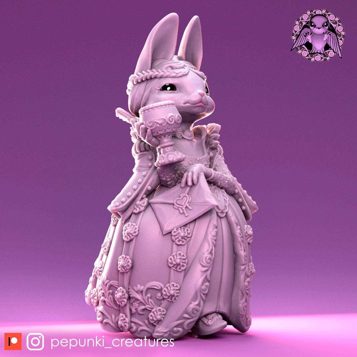 Bunny Duchess | Tabletop or Display Scale | D&D Humblewood TTRPG Miniature | Pepunki Creatures