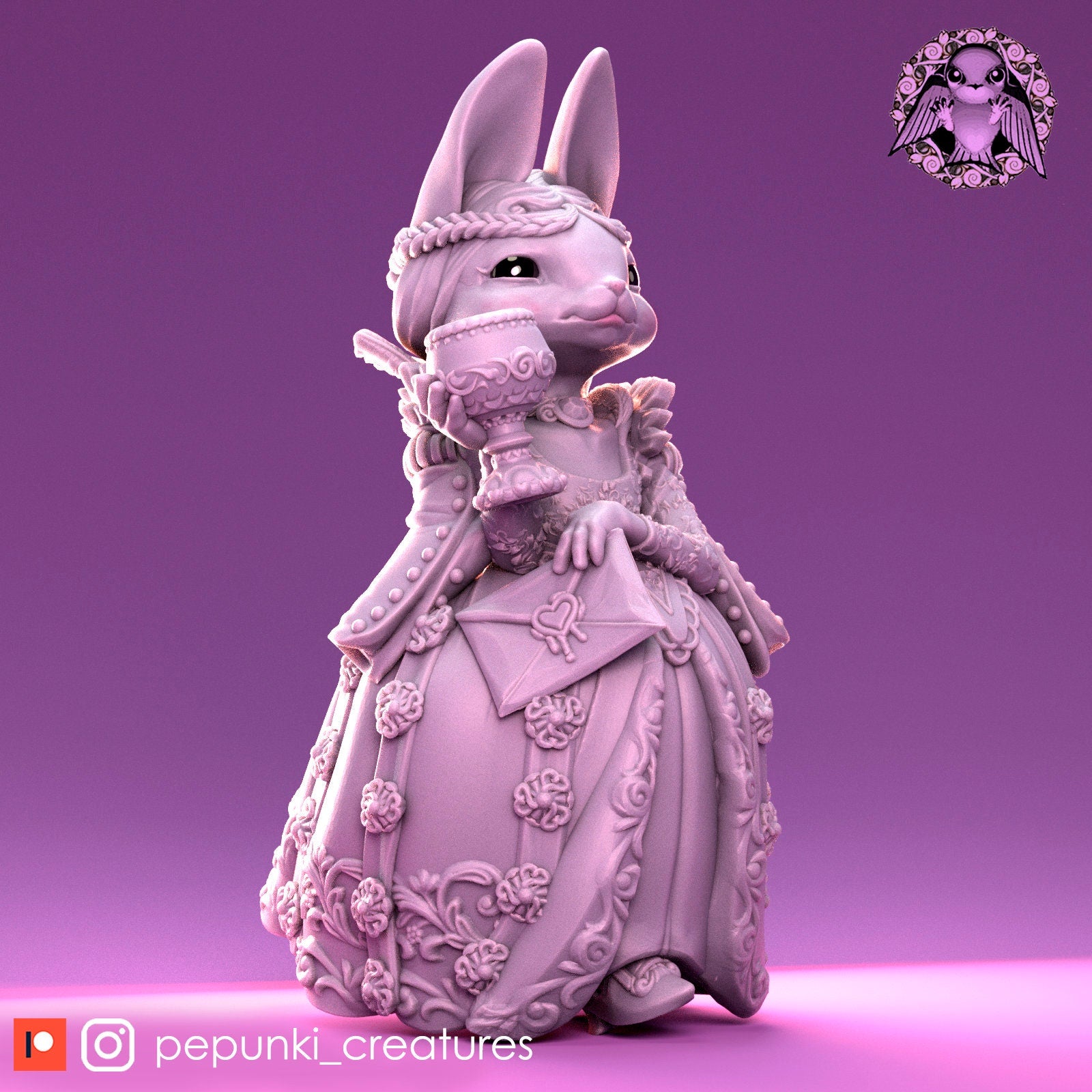 Bunny Duchess | Tabletop or Display Scale | D&D Humblewood TTRPG Miniature | Pepunki Creatures