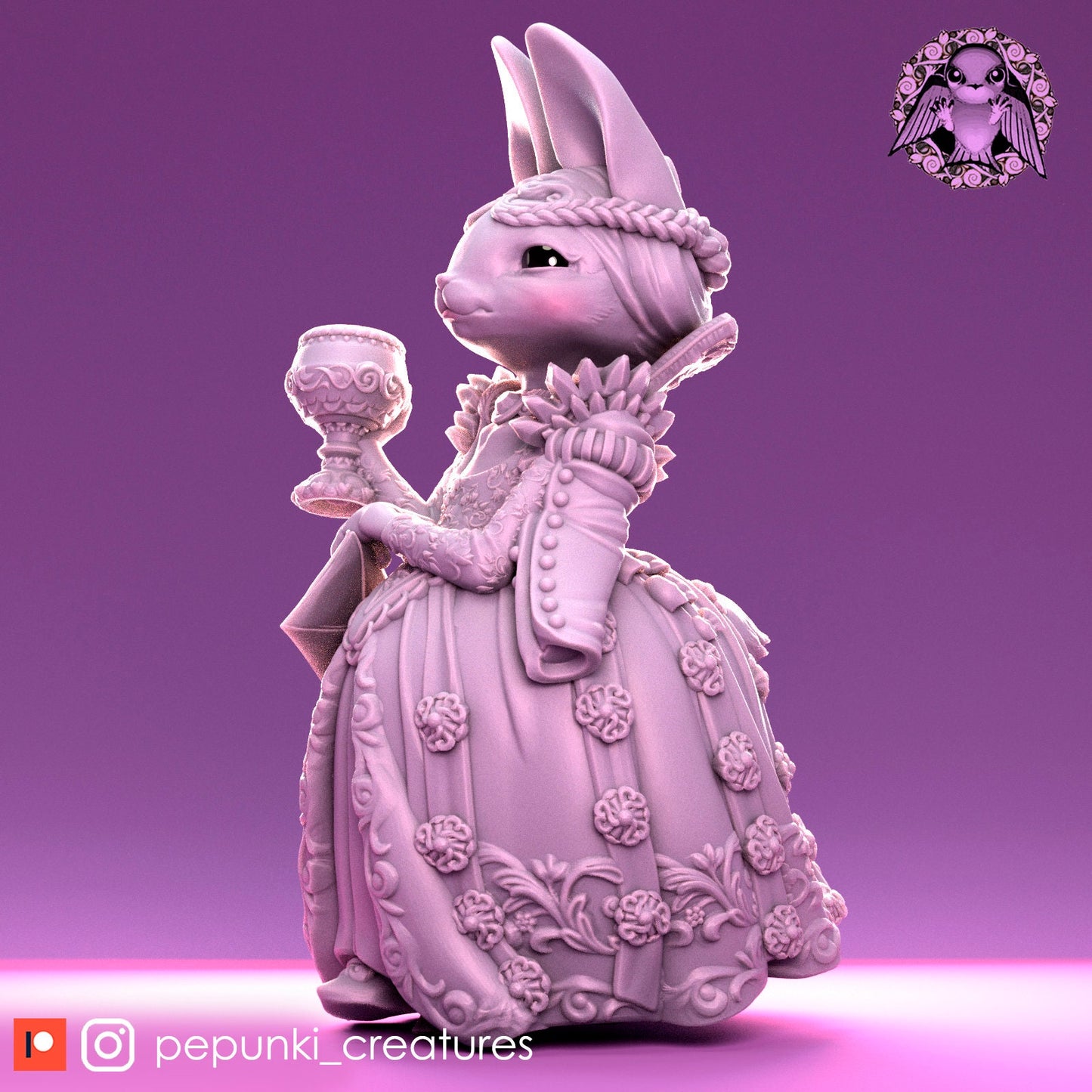 Bunny Duchess | Tabletop or Display Scale | D&D Humblewood TTRPG Miniature | Pepunki Creatures