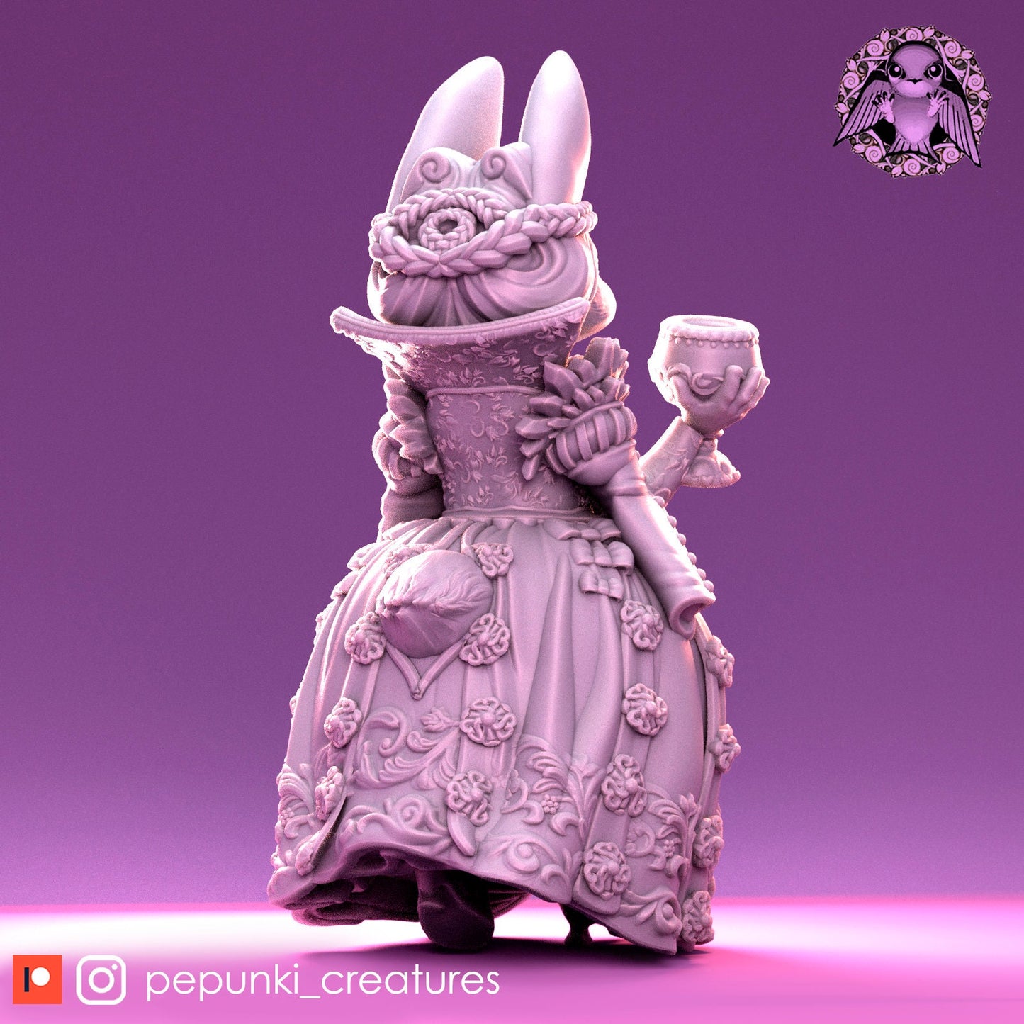 Bunny Duchess | Tabletop or Display Scale | D&D Humblewood TTRPG Miniature | Pepunki Creatures