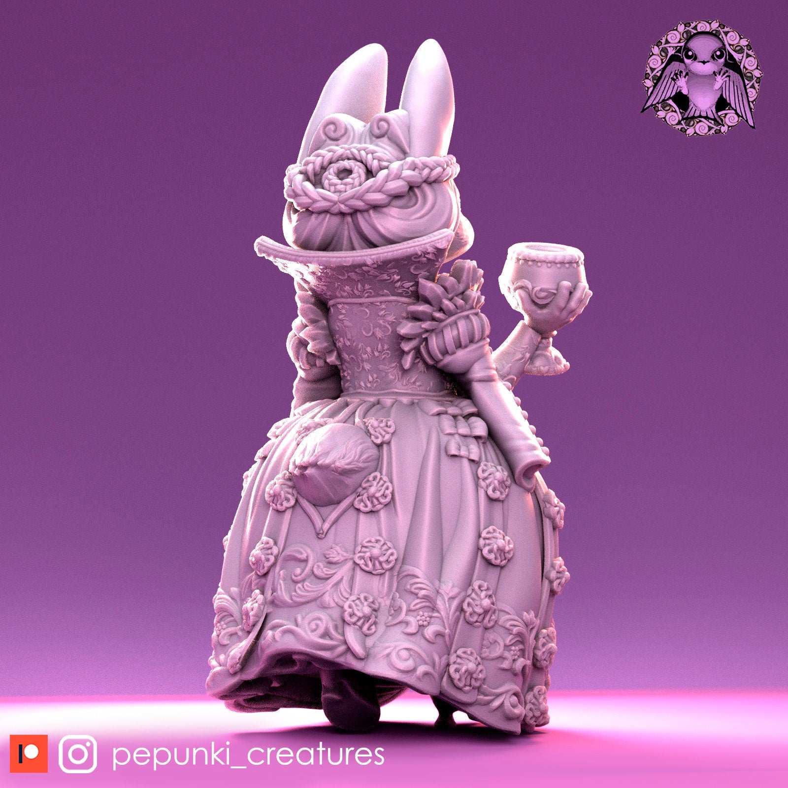 Bunny Duchess | Tabletop or Display Scale | D&D Humblewood TTRPG Miniature | Pepunki Creatures