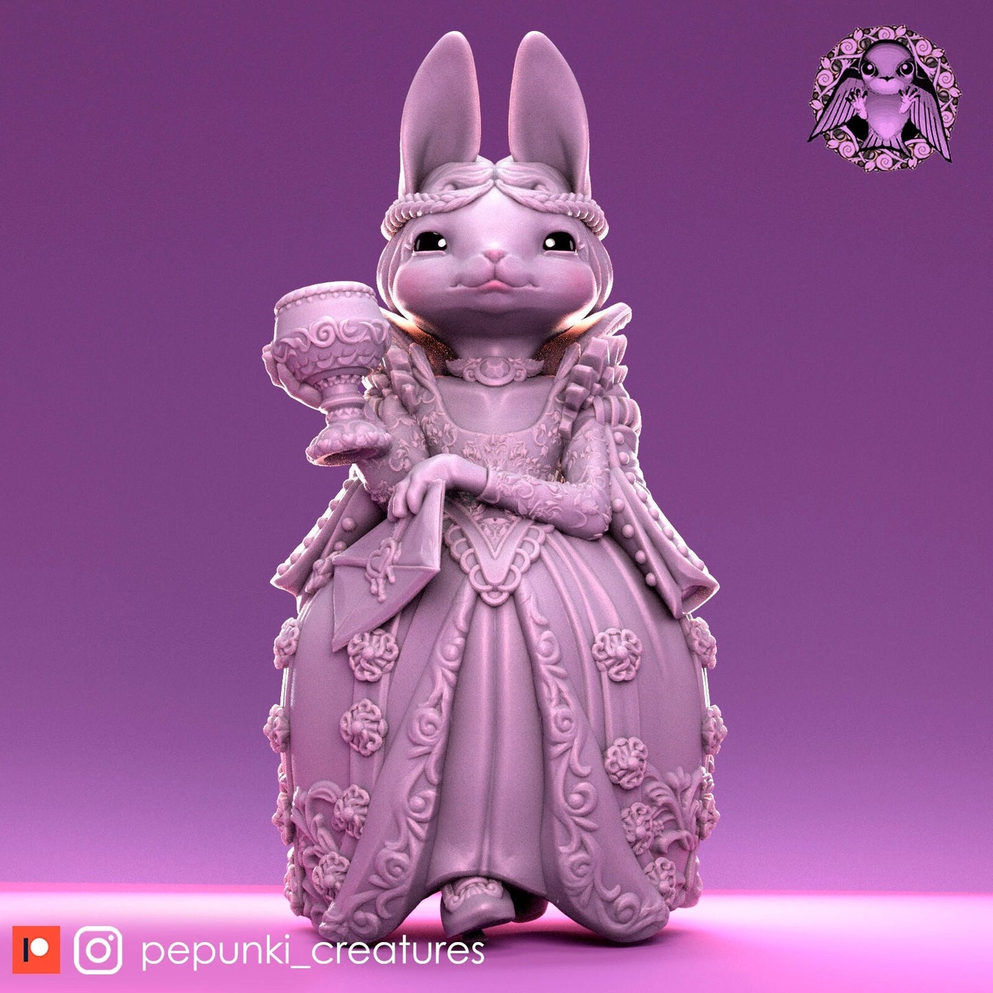 Bunny Duchess | Tabletop or Display Scale | D&D Humblewood TTRPG Miniature | Pepunki Creatures