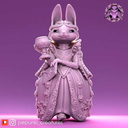 Bunny Duchess | Tabletop or Display Scale | D&D Humblewood TTRPG Miniature | Pepunki Creatures