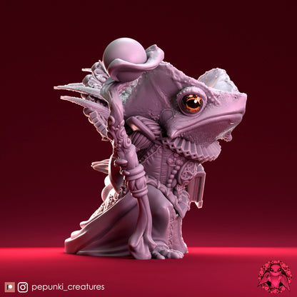 Toad Headmistress | Tabletop or Display Scale | D&D Humblewood TTRPG Miniature | Pepunki Creatures