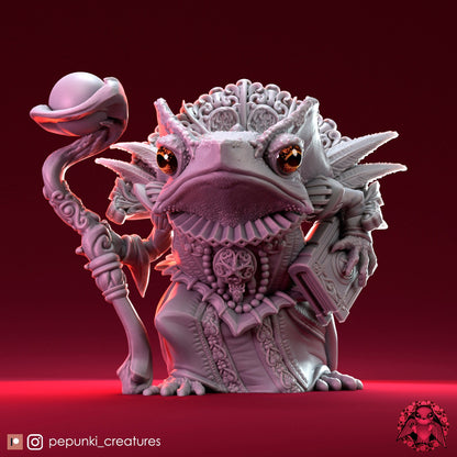 Toad Headmistress | Tabletop or Display Scale | D&D Humblewood TTRPG Miniature | Pepunki Creatures