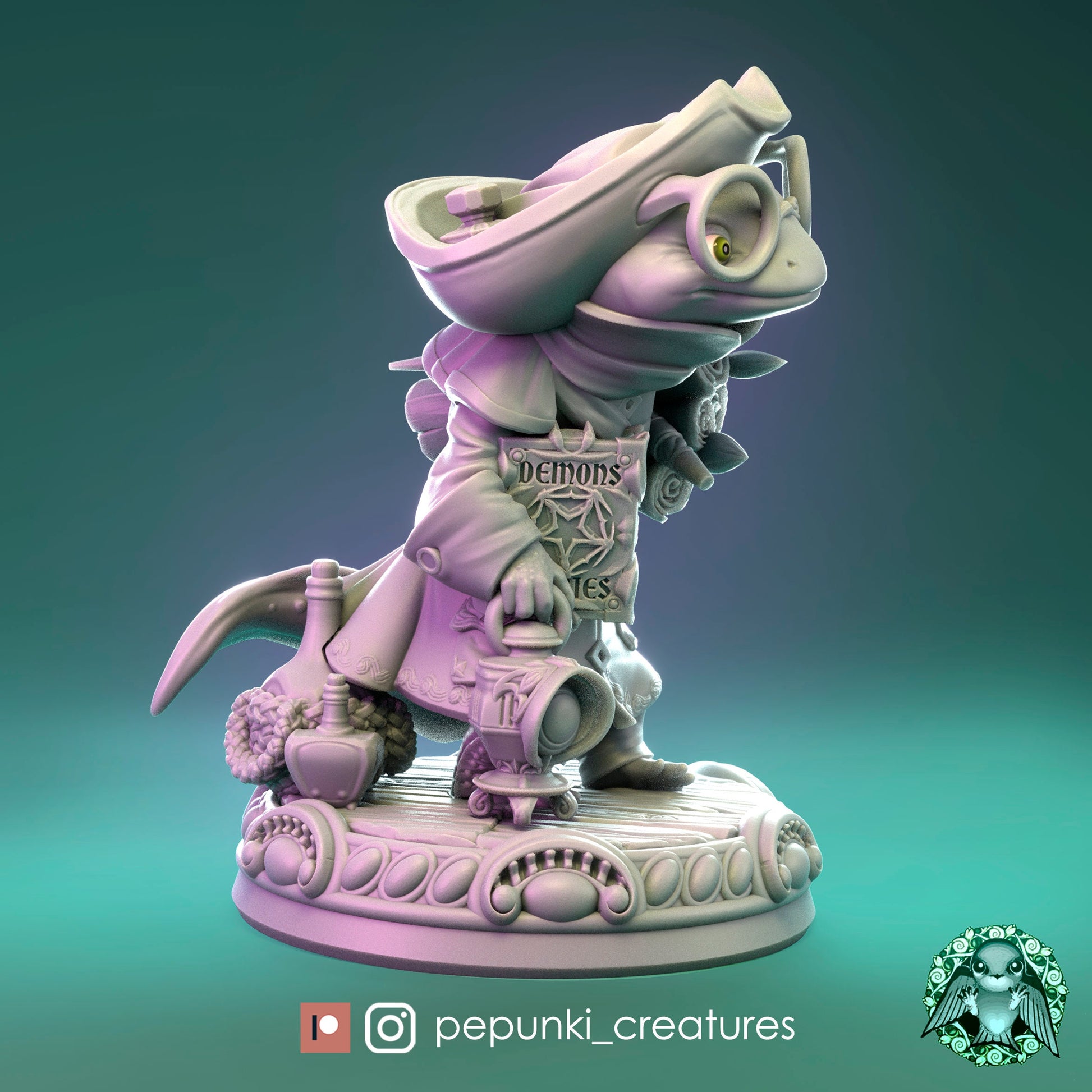 John Newt Scientist | Tabletop or Display Scale | D&D Humblewood TTRPG Miniature | Pepunki Creatures