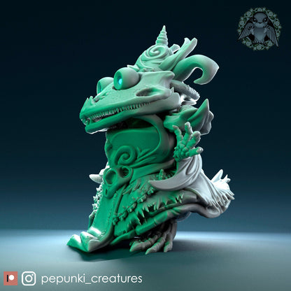 Frog Lich | Tabletop or Display Scale | D&D Humblewood TTRPG Miniature | Pepunki Creatures