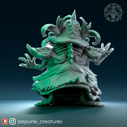 Frog Lich | Tabletop or Display Scale | D&D Humblewood TTRPG Miniature | Pepunki Creatures