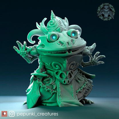 Frog Lich | Tabletop or Display Scale | D&D Humblewood TTRPG Miniature | Pepunki Creatures