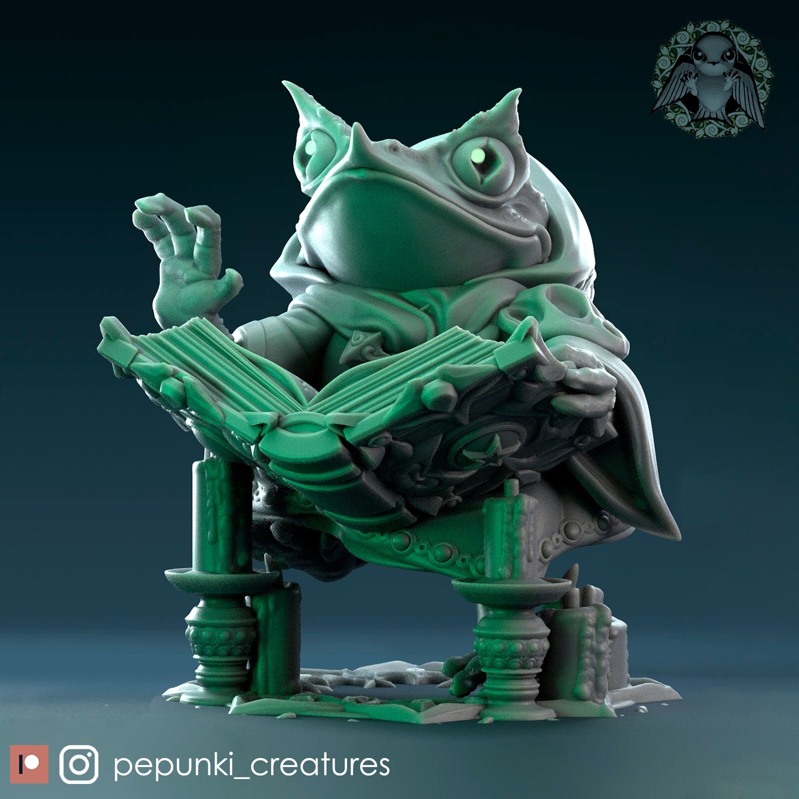 Necromancer Toad | Tabletop or Display Scale | D&D Humblewood TTRPG Miniature | Pepunki Creatures